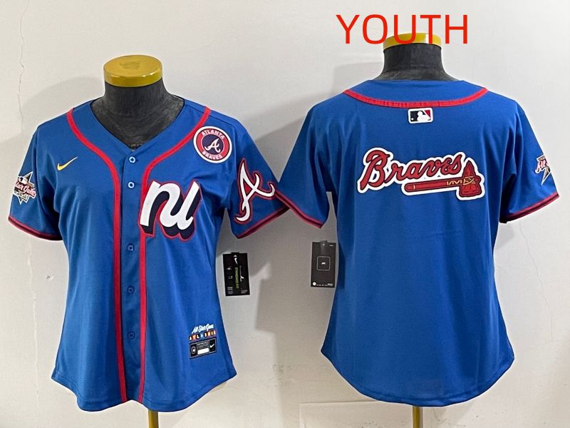 Youth 2025 Atlanta Braves Blank Blue All star Nike MLB Jersey style 04